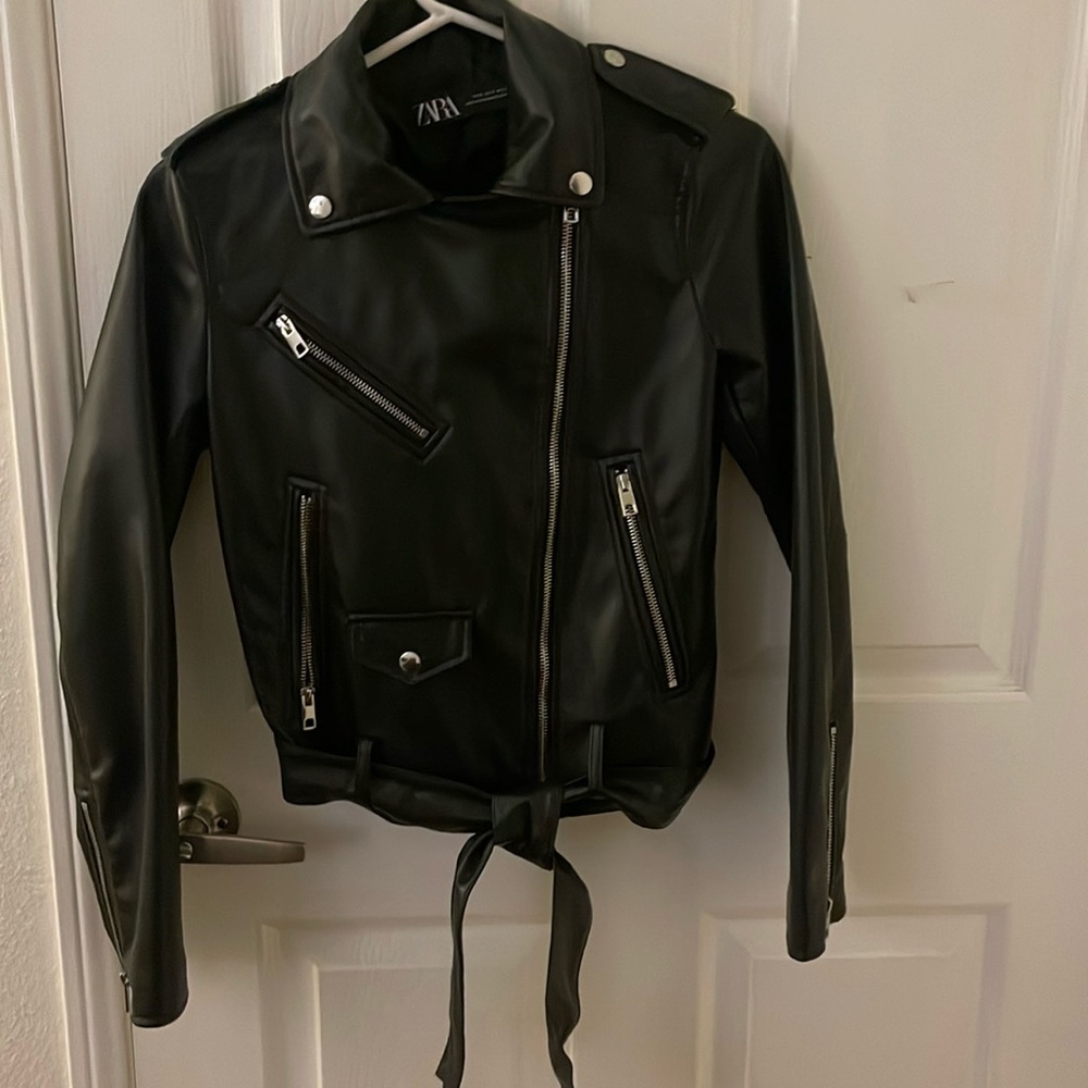 Zara Sleek Black Leather Jacket